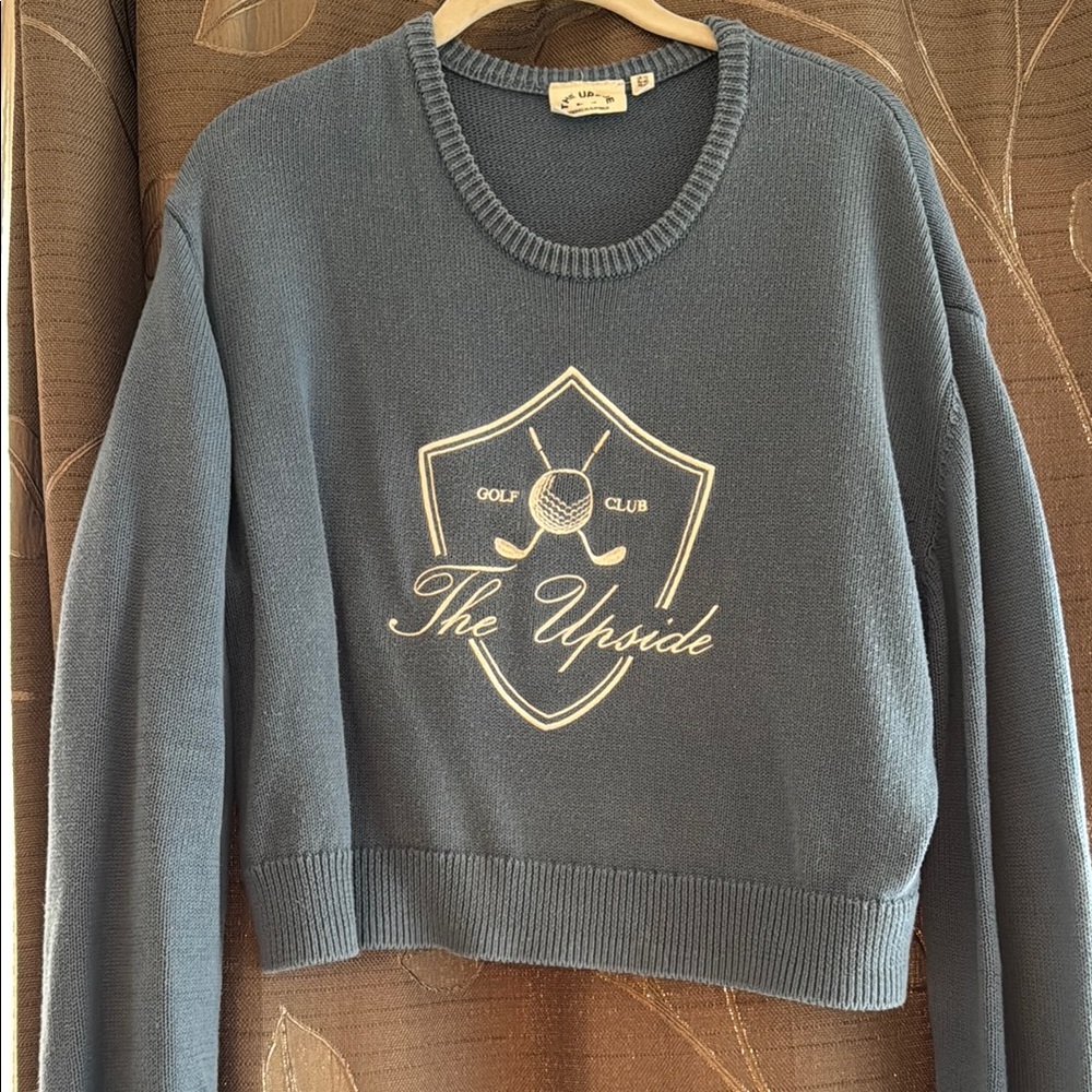The Upside Blue Cropped Sweater